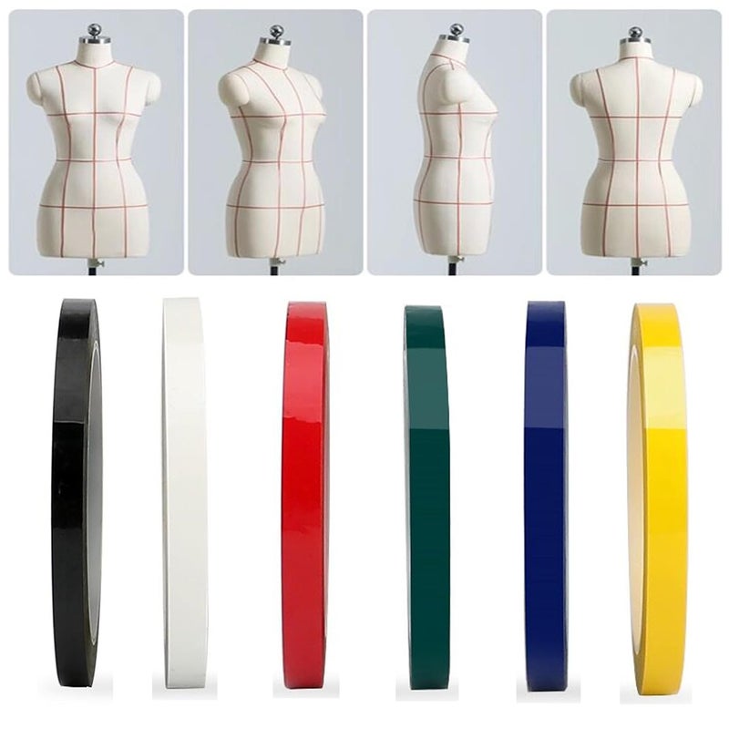 monochef 6 Pack 3mm 1/8 inch Width Graphic Tape Whiteboard Self Adhesive Chart Line Grid Marking Tapes Gridding Pinstripe Electrical Art Artist Tape, 108 feet feet Long Per Roll - Image 2